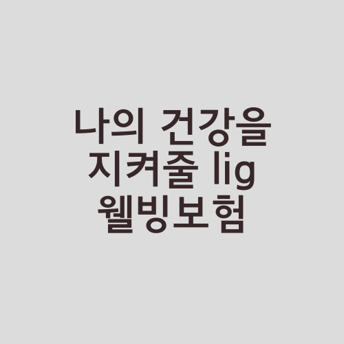 나의 건강을 지켜줄 lig 웰빙보험