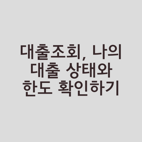 대출조회, 나의 대출 상태와 한도 확인하기