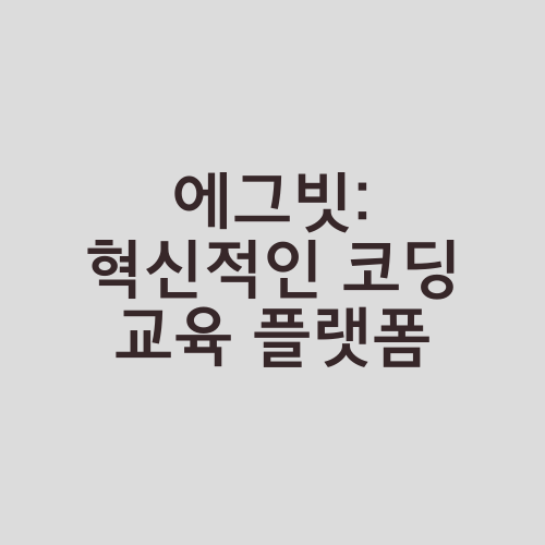 에그빗: 혁신적인 코딩 교육 플랫폼