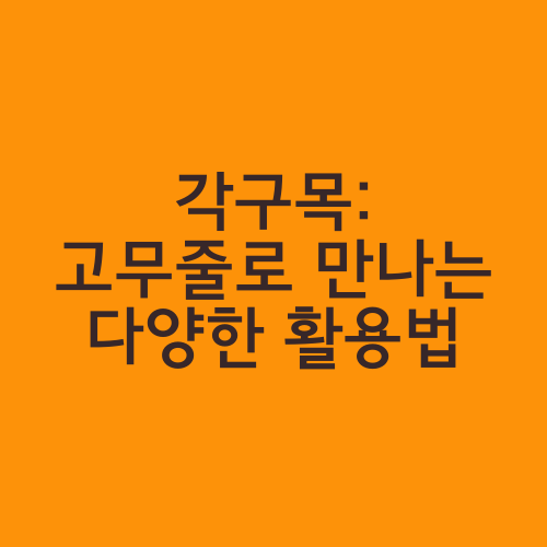 각구목: 고무줄로 만나는 다양한 활용법